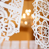 Chandelier and wedding papel picado by Ay Mujer