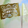 Gold personalized papel picado centerpiece flags by Ay Mujer