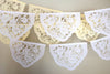 White and cream floral papel picado by Ay Mujer Shop
