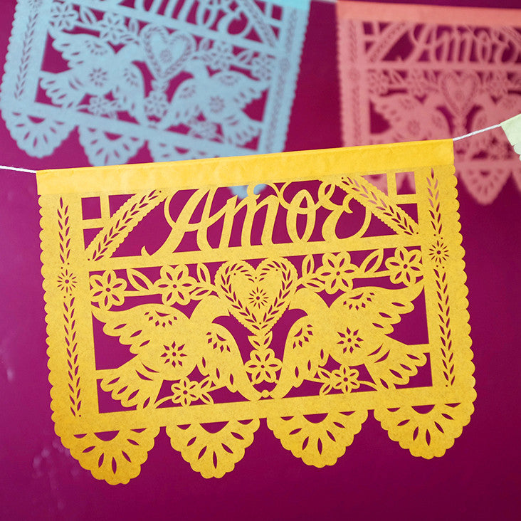 AMOR custom color banner | Ay Mujer shop - Fine papel picado for