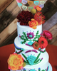 Mexican Embroidery wedding cake topper, fiesta papel picado by Ay Mujer