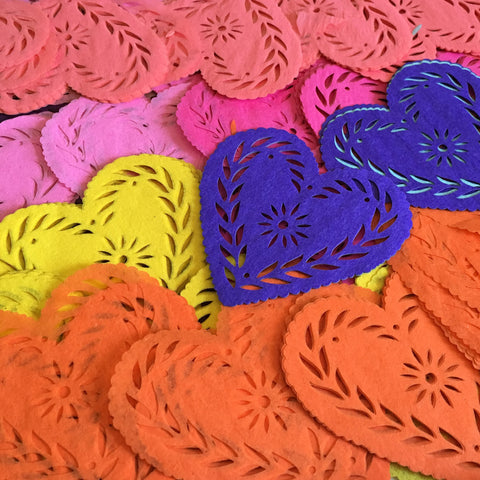Fiesta paper papel picado hearts - Ay Mujer shop